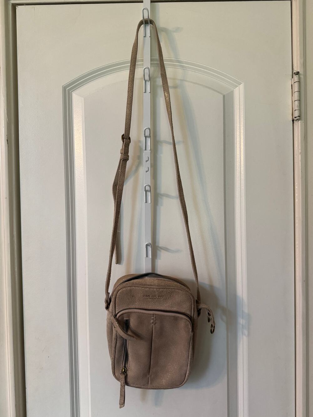 American Leather Co Cleveland Stone Shimmer Leather Crossbody Bag
